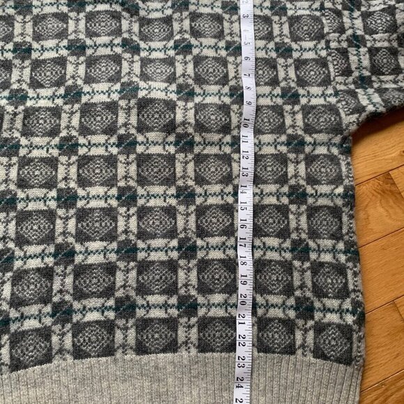 Vintage Robert Stock 100% Wool Shawl Collar Sweater Geometric Pattern Men’s L - Picture 6 of 9
